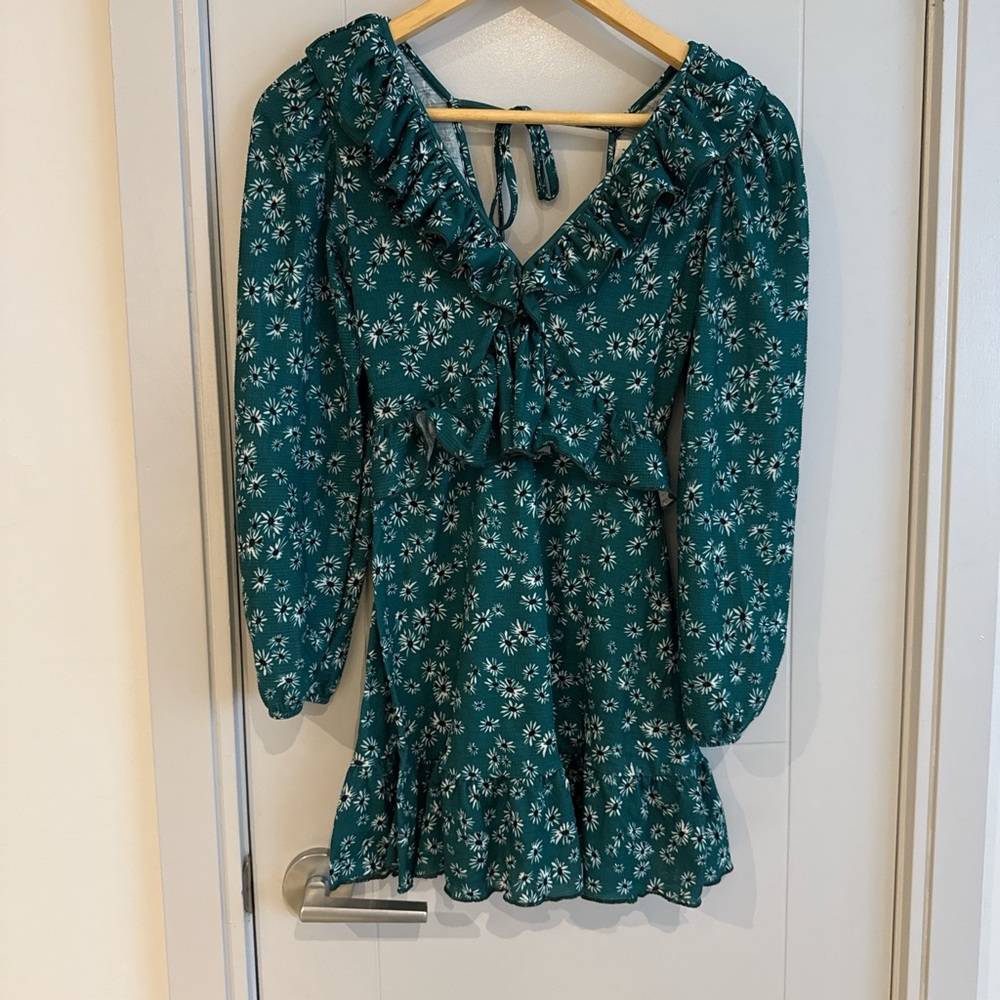 Topshop Teal Floral Dress